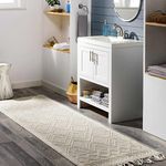 Hauteloom Leonardtown Boho Hand Woven Wool High Low Textured Runner Rug - Farmhouse Moroccan Trellis Carpet for Hallway, Nursery - Handmade Zig Zag Bubble Weave - Ivory, Peach - 2'6" x 12'