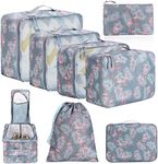 BAGAIL 8 Set Packing Cubes Luggage Packing Organizers for Travel Accessories-Red Flamingo