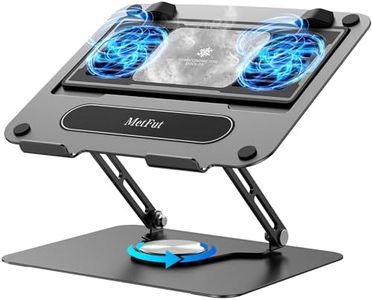 Metfut Laptop Cooling Pad with Detachable Fan & Cooler, Adjustable Height & Angle, 360 Rotation Base, Ultra-Quiet, Carbon Steel Framework for MacBook, ASUS, Dell 10-16” Laptop for Tablet, DJ Mixer
