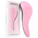 Crave Naturals BIGGIE Glide Thru Detangling Brush - Detangler Hairbrush & Comb for Curly, Natural, Straight, Wet or Dry Hair (PINK)