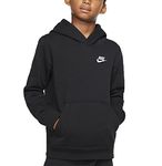 Nike Boy's NSW Pull Over Hoodie Club, Black/White, Medium