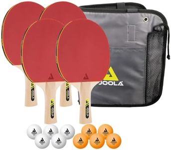 JOOLA Family Premium Table Tennis Bundle Set - 4 Regulation Ping Pong Paddles, 10 Training 40mm Ping Pong Balls, and Carrying Case - For Training and Recreational Play - Indoor and Outdoor Compatible