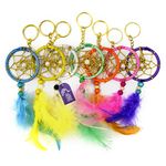 AsianHobbyCrafts 'Neon Lights' Dream Catcher Keyring (L xB : 15 x5cm ) -Set of 7 Pieces