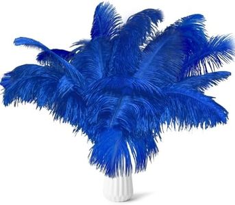 Lamar Feather Natural Ostrich Feathers 20 Count 14-16 Inch for Wedding Centerpieces, DIY Crafts, Dream Catchers, Party Decor, Floral Arrangement, Bohemian Home Decor (Royal Blue)