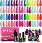 MEFA 35 Pcs Gel Nail Polish Set, 32 Colors Summer Neon Gel Nail Polish Kit with Base Coat No Wipe Glossy & Matte Top Coat Rainbow Bright Yellow Hot Pink Nail Art Manicure DIY Salon Home for Women