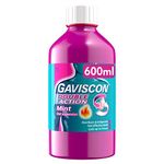 Gaviscon Double Action Liquid, Mint Flavour, 600ml, Heartburn Relief, Indigestion Relief , Stomach Pain Relief, Acid Reflux Relief, Digestive Health, Long Lasting, Suitable For Pregnancy, Antacids