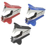 TANCUDER 3 Pack Staple Remover with Steel Jaw, Lightweight Stapler Remover Extra Wide Finger Grip Staple Extractor Mini Nail Puller Binding Supplies Removal Tool for Office School Home, Random Color