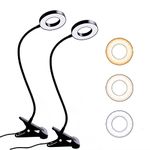 Clip on Desk Lamp, ZIKO 2PCS Clip on Lights 48 LED USB Book Light 3 Color Modes 10 Brightness Dimmable Eye Protection Reading Light for Bed 360 Degree Flexible Gooseneck Clamp Lamp for Work Study