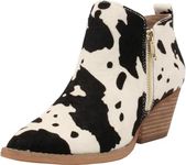 Very Volatile Women's Gracemont Booties Ankle Boot, Black White Cow, 7 US