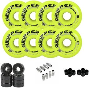 Labeda Gripper Roller Hockey Wheels + Hybrid Ceramic Bearings Medium Yellow 59mm, 59mm 8-Pack
