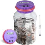 Large Piggy Bank for Adults Kids Digital Coin Counting Bank, Vcertcpl Automatic Coin Counter Money Counting Jar with LCD Counter, Totals up Your Savings, Change Jar for All CA Coins (Purple)