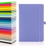 Notes London Eco A5 Notebook with Lined Pages, Pen Loop, Ribbon, Date Marks and Paper Pocket, Medium Hardback Journal, Note, sustainably sourced paper (Pastel Purple)