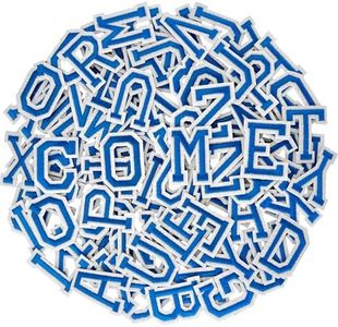 104pcs Blue Iron on Letters Patches, Embroidery Fabric Letters Applique Patch for Clothing, Jackets, Jeans, Hats, Backpacks, Socks