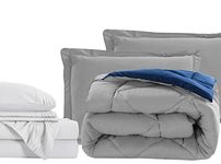 Elegant Comfort 7-Piece Bed-in-a-Bag Comforter & Sheet Set- Luxury 1500 Thread Count Full Size Bed-in-a-Bag, Super Cozy Comforter Set with White Bed Sheets, Wrinkle Resistant, Silver/Navy