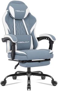 Misolant Gaming Chair, Fabric Gamer Chair with footrest for Adults, High Back Ergonomic Computer Game Chair with Adjustable Headrest and Massage Lumbar Support, 90-155° Recline Free, Blue