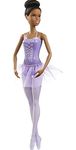 Barbie Ballerina Doll in Purple Removable Tutu with Black Hair in Top Knot, Brown Eyes, Ballet Arms & Sculpted Toe Shoes