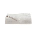 Vera Wang - Twin Blanket, Luxurious Chenille Bedding, Soft Home Decor with Waffle Weave (Waffle Chenille Ivory, Twin)
