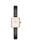 Daniel Wellington Women's Watch, Quadro Mini Sheffield 15.4x18.2mm Square Dial Watch,Leather Band Gold Watch for Small Wrist