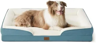 Bedsure Orthopedic Dog Bed for Large Dogs - Big Washable Dog Sofa Beds Large, Supportive Foam Pet Couch Bed with Removable Washable Cover, Waterproof Lining and Nonskid Bottom, Blue