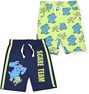 Disney Monsters Inc Mike Wazowski and Sully Boys Shorts 2 Pack for Toddler and Big Kids – Navy/Green, Navy, 4T