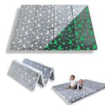 BAMBI GLOW Foldable Baby Play Mat, Glow-in-the-Dark, Soft and Extra Thick 187x118x3.5cm, Large Padded Crawling Playmat, Baby Foam Floor Mat for Babies & Toddlers