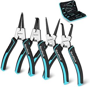 DuraTech 4 PCS Snap Ring Pliers Set, 7 Inch Heavy Duty Internal & External Circlip Pliers Kit with Straight/Bent Jaw, Premium CRV Steel, Precision Spring Loaded C Clip Pliers with Storage Pouch