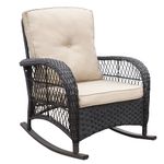 ATR ART TO REAL Garden Rocking Chair,Outdoor Rattan Rocker Chair with All-weather Hand-woven Resin Wicker, Patio Relaxing Lounge Furniture for Backyard,Porch,Dark Brown