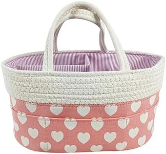 Pink Diaper Caddy Organizer for Baby Girl-Large Portable Diaper Caddy Basket for Changing Table-Diaper Organizer Caddy-Car Travel Tote Bag-Newborn Registry Baby Shower Basket for Diapers & Wipes
