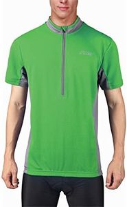 bpbtti Men's Cycling Jersey Short Sleeve MTB Bike Biking Shirts with Half Front Zipper & 3-Rear Pockets (Large,Chest 39-41",Green)