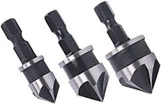 Malayas 1/4" Hex Shank 12mm/16mm/19mm Countersink Drill Bit 5 Flute 90 Degree Woodworking Countersink Bits