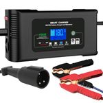 Battery Charger, 48V-13Amp and 36V-18Amp Golf Cart Charger, Smart Car Battery Charger with LCD Display, Lithium,Lifepo4 Lead-Acid AGM/Gel/SLA Trickle Charger for EZGO RXV & TXT, 3-Pin Round Plug