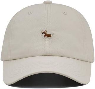 Clakllie Casquette de baseball style polo classique 6 panneaux réglables Sport Chapeau de soleil décontracté pour homme Chien brodé Chapeau, K-HJB6-Beige, Taille unique