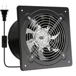 8 Inch Kitchen Exhaust Fan with Switch on the Cord,80W 617CFM Stainless Steel Portable Wall Mounted Ventilation Fan with Damper,Basement Extractor Fan for Garage,Bathroom,laundry room,Toilets