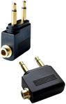 GMCELL Airplane Headphone Adapter Dual Pin: Gold Plated 3.5mm Male Mono TS Jack Plug to 3.5mm Female Stereo TRS Jack