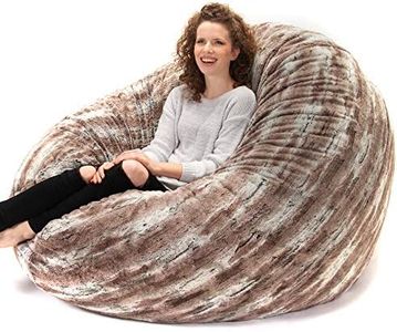 Jaxx 6 Foot Cocoon - 2-in-1 Convertible Bean Bag Bed & Large Bean Bag Chair for Adults, Premium Luxe Faux Fur - Mountain Fox