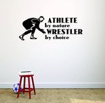 Design with Vinyl RAD V 401 1 Athlete by Nature Wrestler by Choice Wrestling Logo Icon Teen Boys Self Defense Fighting Bedroom Picture Art Decal, 12" x 24"