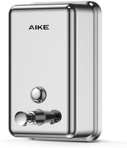 AIKE Dispensador De Jabón Pared, 1100 ML Dispensador De Jabón De Acero Inoxidable, Capa Protectora De ABS Incorporada, Antióxido Y Antigoteo, Dispensador De Jabón De Manos Líquido Comercial