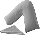 CnA Stores Orthopaedic V-Shaped Pillow Extra Cushioning Support For Head, Neck & Back (Grey, V-pillow With Cover)