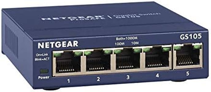 NETGEAR 5-Port Gigabit Ethernet Unmanaged Switch (GS105NA) - Desktop or Wall Mount, and Limited Lifetime Protection Gray