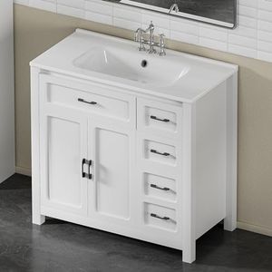 Generic Findepot 36"" Bathroom Vanity with Sink,Undermount Ceramic Sink Bathroom Cabinet with Soft Closing Door and 4 Storage Compartments (White, 36 Inch)