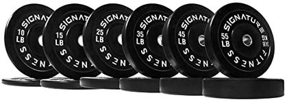 Signature Fitness 2" Olympic Bumper Plate Weight Plates with Steel Hub in Pairs or Sets - 100% Virgin Rubber