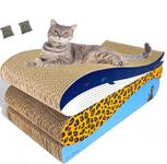 PetsTown Cat Scratching Board - Cat Scratcher Board with Organic Catnip, Furniture Protector [45 x 24 x 8cms] (3-Pack Assorted)