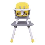 Luv Lap Multifunction 6in1 Baby High Chair, Used as Baby High chair, Booster chair, Small Dining Chair, Study Desk, Game Table & Stool, Suitable for 6 to 36 Months, with 5 Point harness, Grey & Yellow