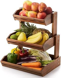 HOLANA Acacia Wood Fruit Basket - 3-Tier Fruit Bowl for Kitchen Counter , Extra Large 16x12.5x18 in , Fruteros Para Cocina , Fruit and Vegetable Storage (3 Tier)