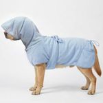 KOOGAL Medium to Large Size Dog Bathrobe, Quick Drying Super Absorbent, Warm Dog Towels, Adjustable Hoodies and Belts for Dog Bath Products (Blue Jacquard, 6XL-Fit for 95 to 115 pounds)