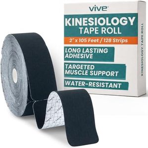 Vive Kinesiology Tape Roll - Tape Precut Strips (2" x 105 Feet/128 Strips) - Kinesio Sports Tape Athletic - Knee, Shoulder, Ankle, Muscle K Tape Adhesive Elastic Wrap - Body Kinetic Tape Waterproof