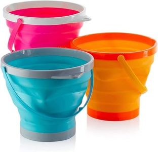 Top Race Foldable 10 Inch Pail Buckets Silicone Collapsible Buckets Multi Purpose 5 Liter, 1.5 Gallons (Pack of 3),