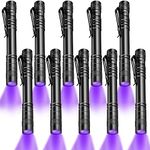 Honoson 10 Pieces UV Black Light Flashlight Small Blacklight Flashlights Pen Lights for Leak, Pet Urine, Hotel Inspection, Dry Stain and Dye Detector, 5.2 Inches Long