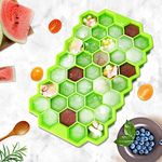 Clazkit Flexible Silicone Honeycomb 37 Cavity Ice Cube Tray for Freezer Moulds Small Cubes Whiskey Fridge Bar Soft Ice Cube Tray -Pack of 1