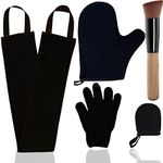 5 Piece Self Tanning Mitt Applicator Set with Self Tan Glove Tanning Back Lotion Applicator Tanning Brush Tan Face Mitt Exfoliating Glove, for Self Sunless Tanning Fake Bake Tan (black)